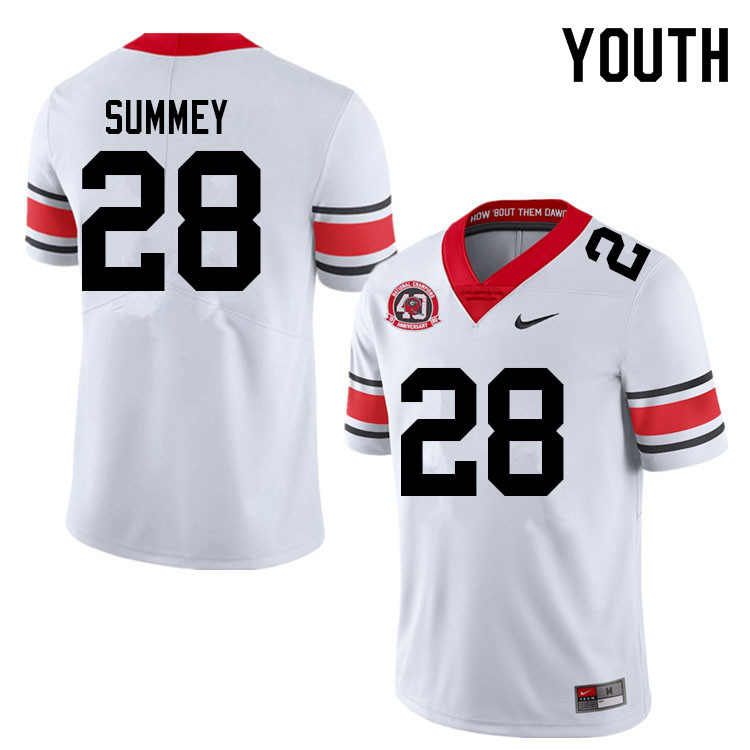 Youth #28 Anthony Summey Georgia Bulldogs College Football Jerseys Sale-40th Anniversary - Click Image to Close